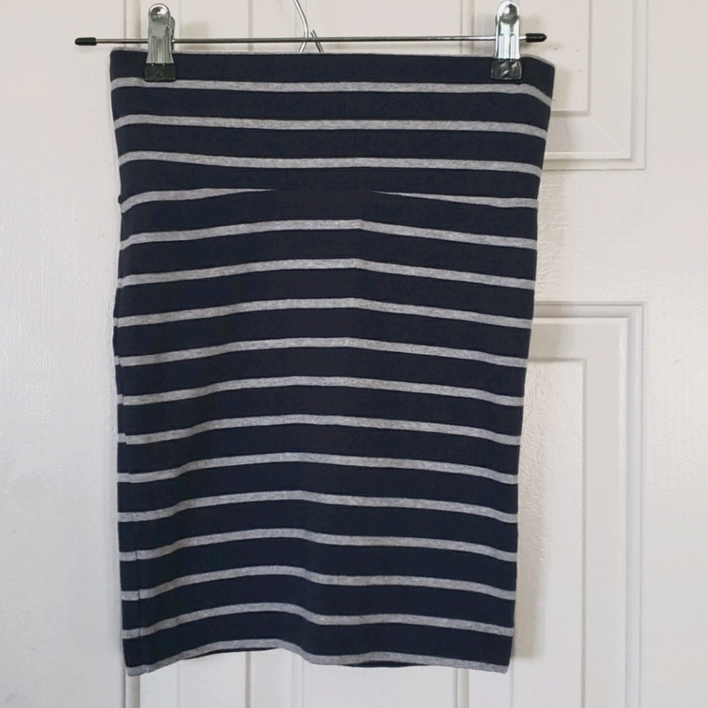 Forever 21 Navy & Grey Striped Mini Skirt